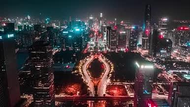 4k航拍深圳福田CBD城市夜景延时视频的预览图